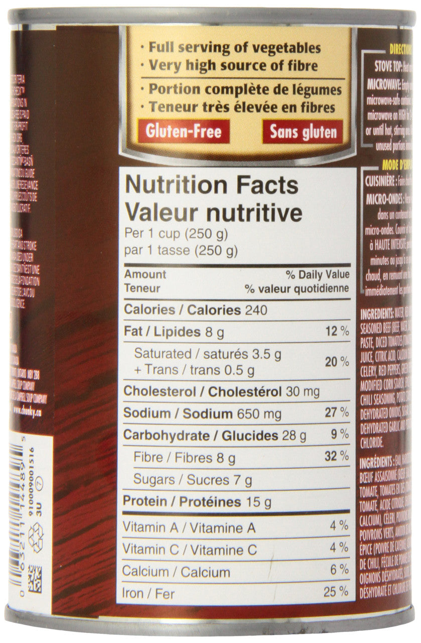 Campbell's Chunky Chili Homestyle, 425g/15oz., {Imported from Canada}